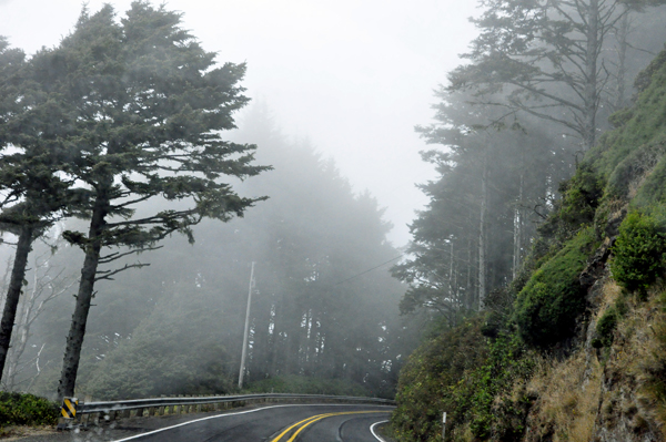 A very foggy day in Florence, Oregon